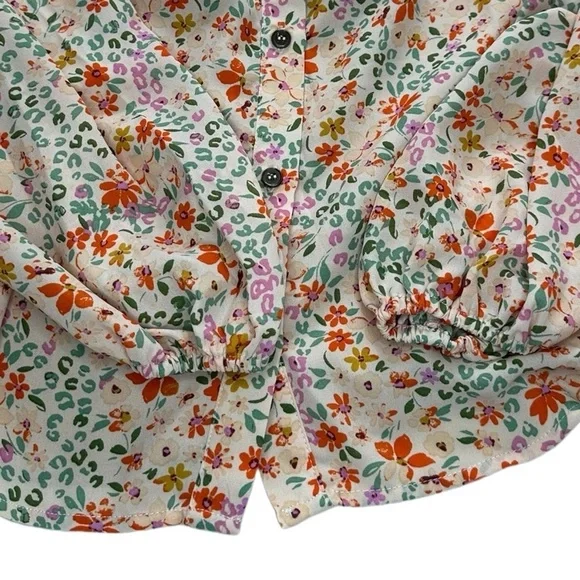 Heyson Peach Floral Button Down Long Sleeve Blouse Size Medium NWT - Picture 4 of 10